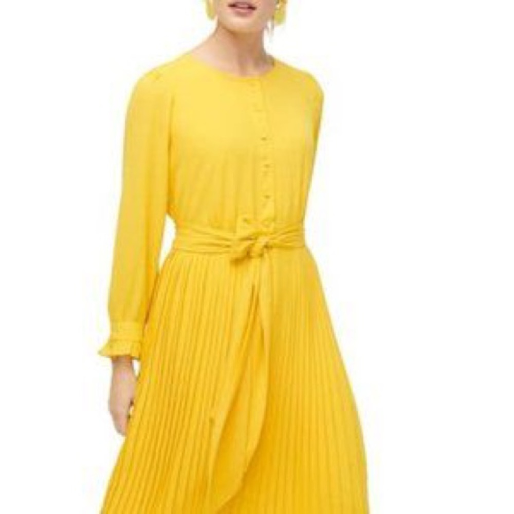 NWT J Crew Yellow Sunshine Pleated Dress